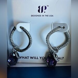 Bomb Party Sirens Earrings” Echo Of The Depths”Amethyst CZ On Hematite